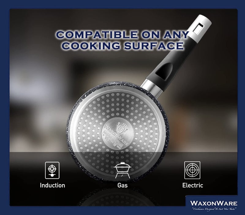 WaxonWare 1.75 Quart Ceramic Nonstick Pot with Lid - Non Toxic Nonstick Sauce Pan Cookware, Free of PFOA, Cadmium, & Lead - Small Non Stick Pots with Lid & Stay-Cool Handle - STONETEC Series - Image 5